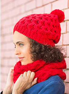 Red honeycomb stitch snood