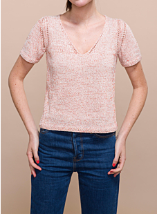 Short-Sleeve V-Neck Sweater