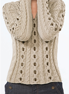 V neck cable sweater
