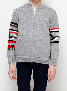 Round neck zip sweater