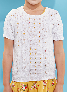 Short-Sleeve Openwork Sweater