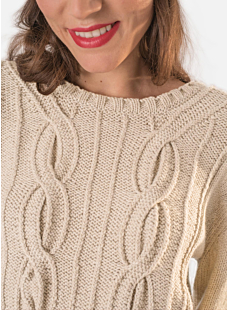 Cabled round neck sweater