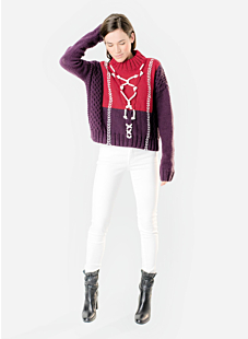 Embroidered round neck sweater