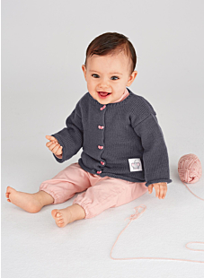 Roll-edge girl's cardigan