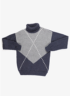 Intarsia lozenge sweater with roll neck 