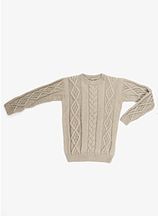 Cabled sweater with round collar