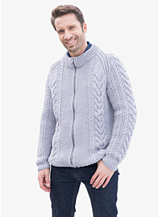Zipped cardigan with cables