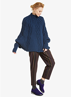 Cabled poncho