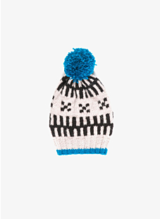 Intarsia hat with pompom