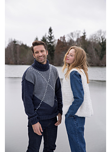 Intarsia lozenge sweater with roll neck