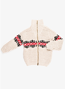 Intarsia cardigan with zipped neck