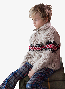 Intarsia cardigan with zipped neck