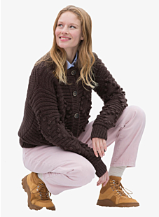 Patterned cardigan with round collar