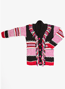 Intarsia jacket with shawl collar