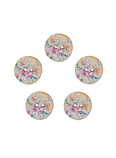 Pack of  5 flower print coconut buttons