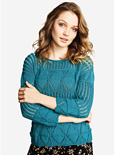 Lace work boat neck sweater