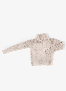 Lace work & cable zipped jacket