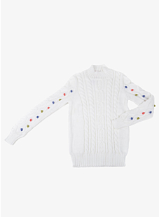 Cable sweater with high neck