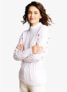 Cable sweater with high neck