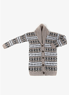 Intarsia jacket with shawl collar