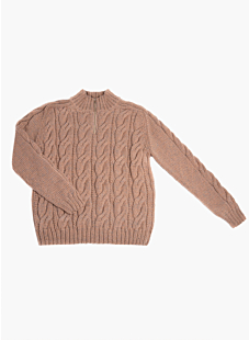 Cable sweater with zipped collar