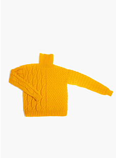 Cable sweater with roll neck