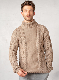 Roll neck cabled sweater