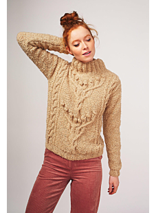 Sweater with cabled motif