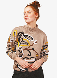 High neck Intarsia sweater