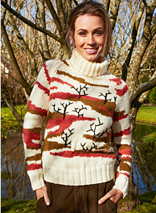 Intarsia roll neck sweater