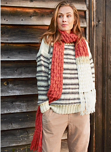 Large scarf with fringe