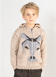 Intarsia hooded cardigan