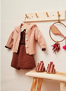 Hooded cable cardigan