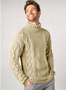 Roll neck cabled sweater