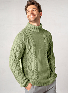 Roll neck cabled sweater