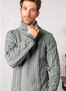 Roll neck cabled sweater