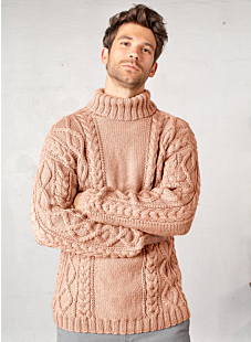 Roll neck cabled sweater