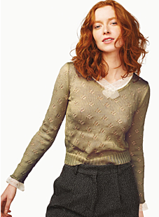 V neck lacy sweater