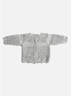 Baby sweater with lacy edging