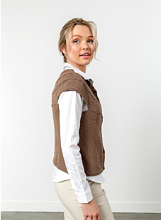 Sleeveless cardigan with yoke