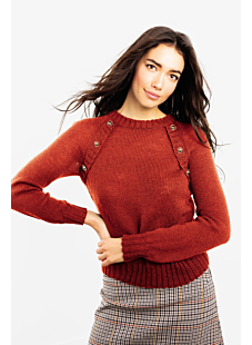 Patterned Raglan sweater with round neck