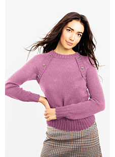 Patterned Raglan sweater with round neck