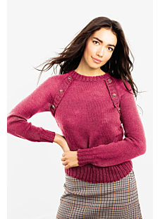 Patterned Raglan sweater with round neck