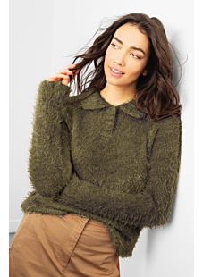 Long sleeved fluffy polo neck