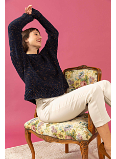 Garter stitch sweater with patterned edgings