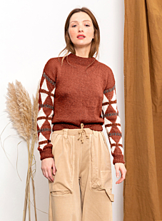 Jacquard sleeve sweater