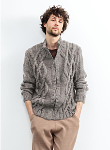 Large zipped cable-knit jacket
