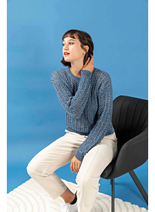 Round collar lace sweater