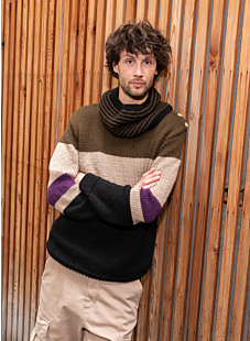 Striped garter stitch snood