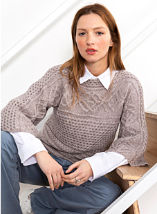 Boat neck cabled sweater
